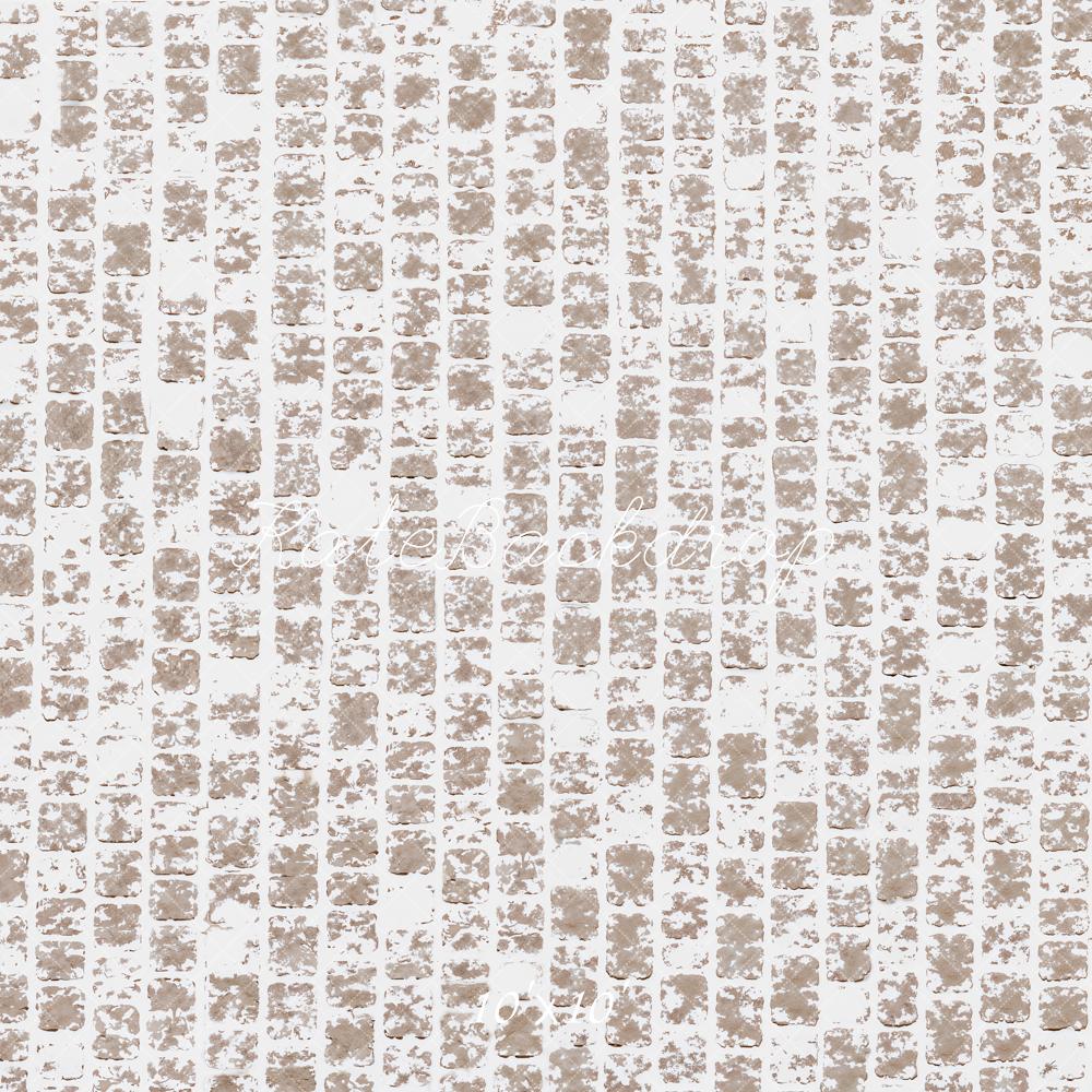 Kate Beige Cobblestone Snowy Floor Printed Backdrop Designed by Emetselch