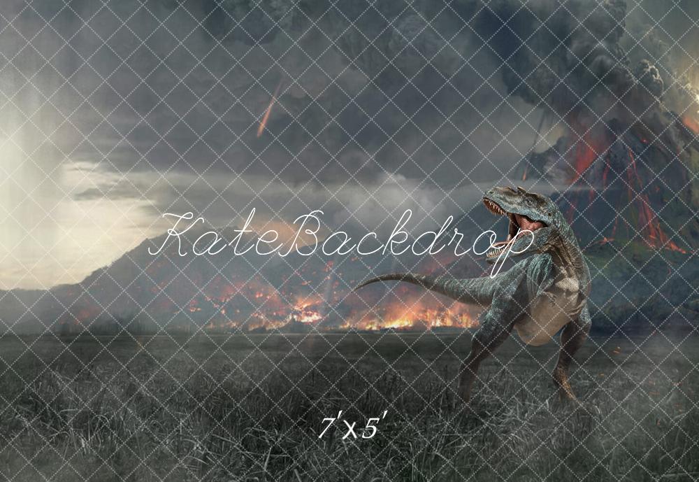 Fantasy Jurassic Dinosaur Volcano Foto Achtergrond Designed by Rose Abbas