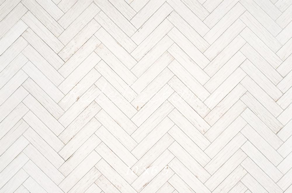 Kate White Herringbone Pattern Wood Floor Printed Backdrop Designed by Mandy Ringe Photography