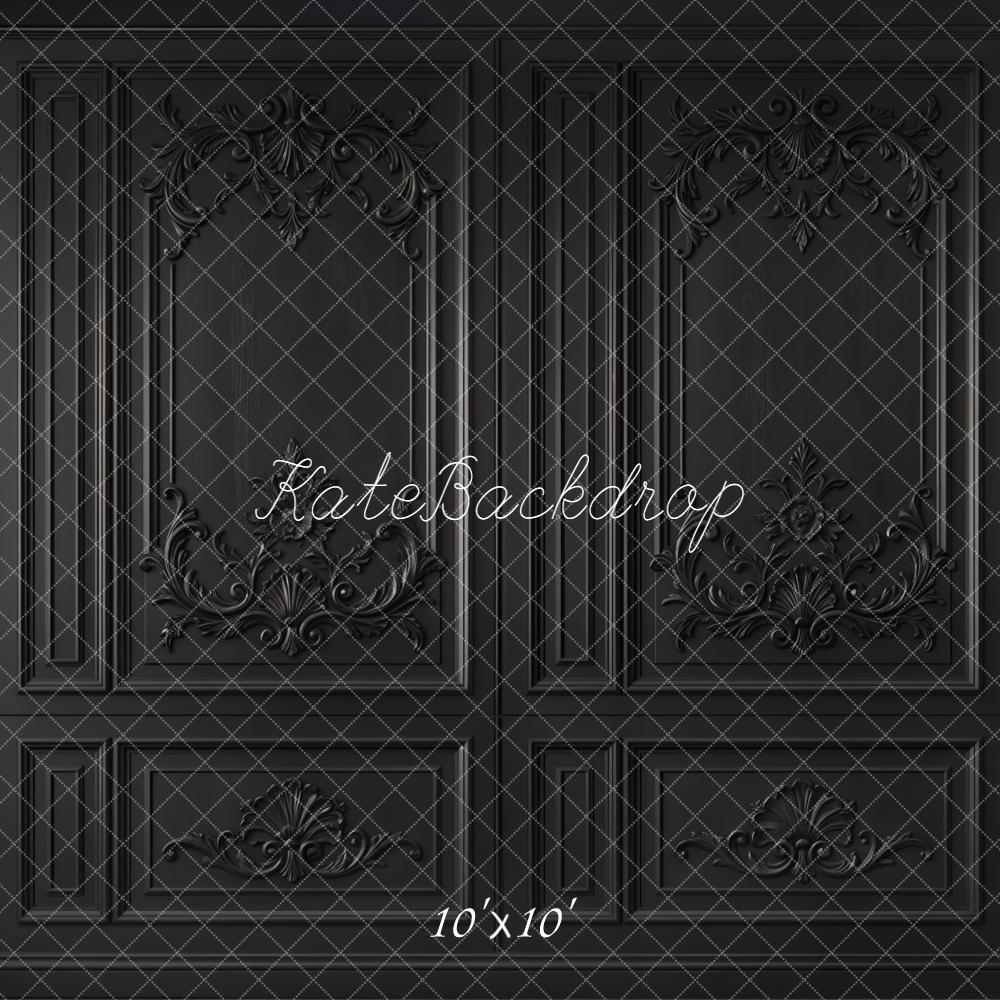 Kate Vintage Black Ornate Wall Printed Backdrop Designed by Kate Image