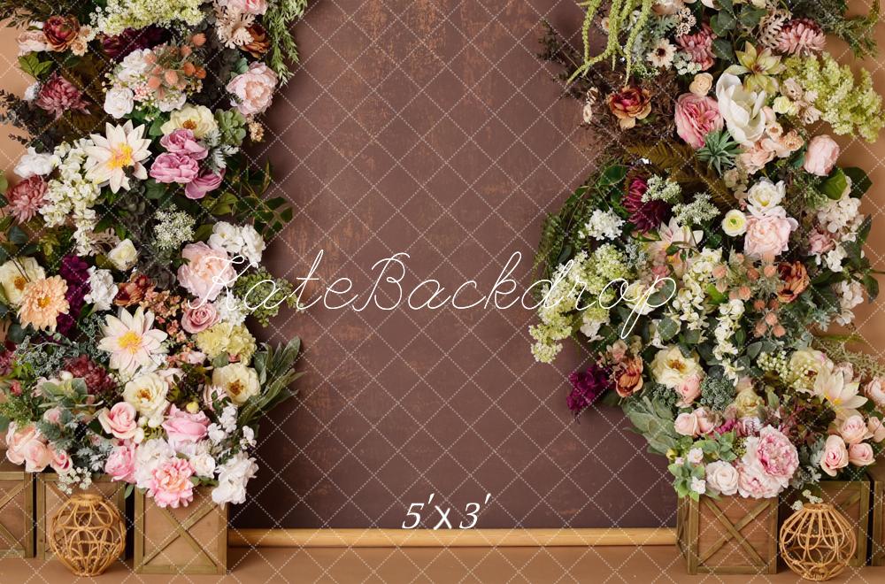 Floral Canvas Wall Rustic Brown Foto Achtergrond Designed by Mandy Ringe Photography