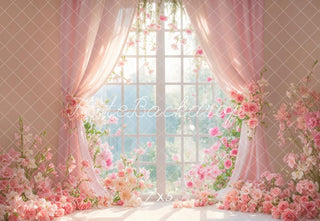 Cortina de Fondo Floral Rosa