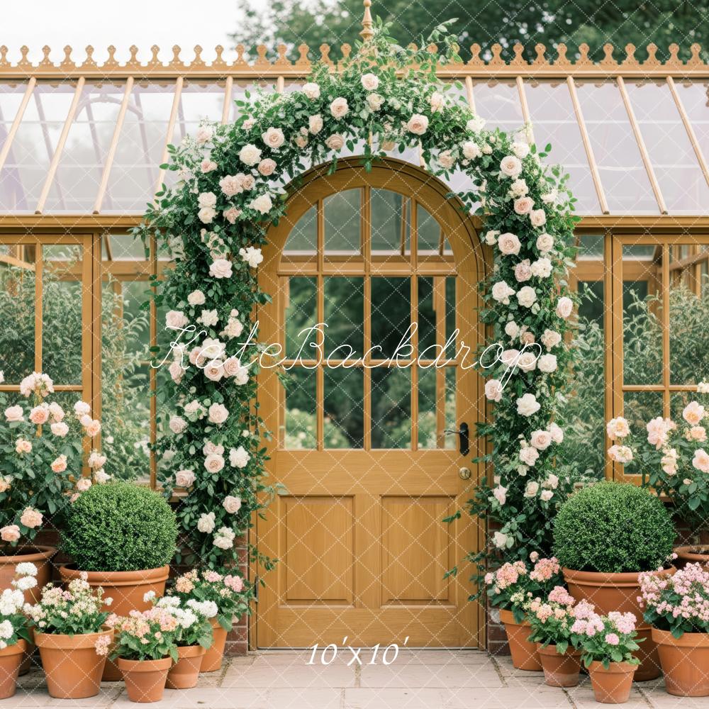 Kate Flower Arch Greenhouse Yellow Door Backdrop Designed by Patty Roberts