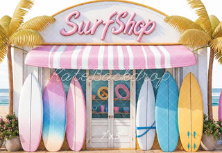Kate Summer Sea Beach Colorful Surf Shop Printed Backdrop Designed by Emetselch