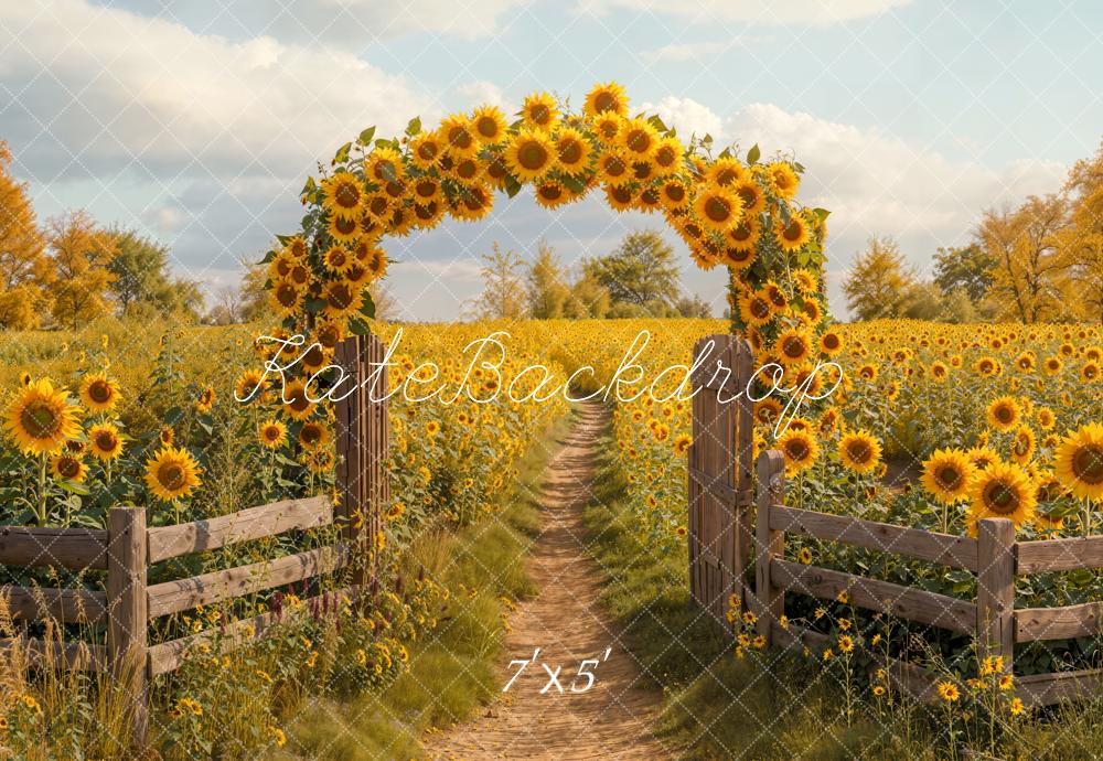 Fall Zonnebloem Boog Rustieke Pad Foto Achtergrond Designed by Emetselch