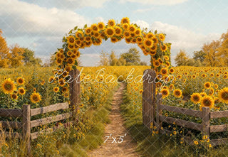 Fall Zonnebloem Boog Rustieke Pad Foto Achtergrond Designed by Emetselch
