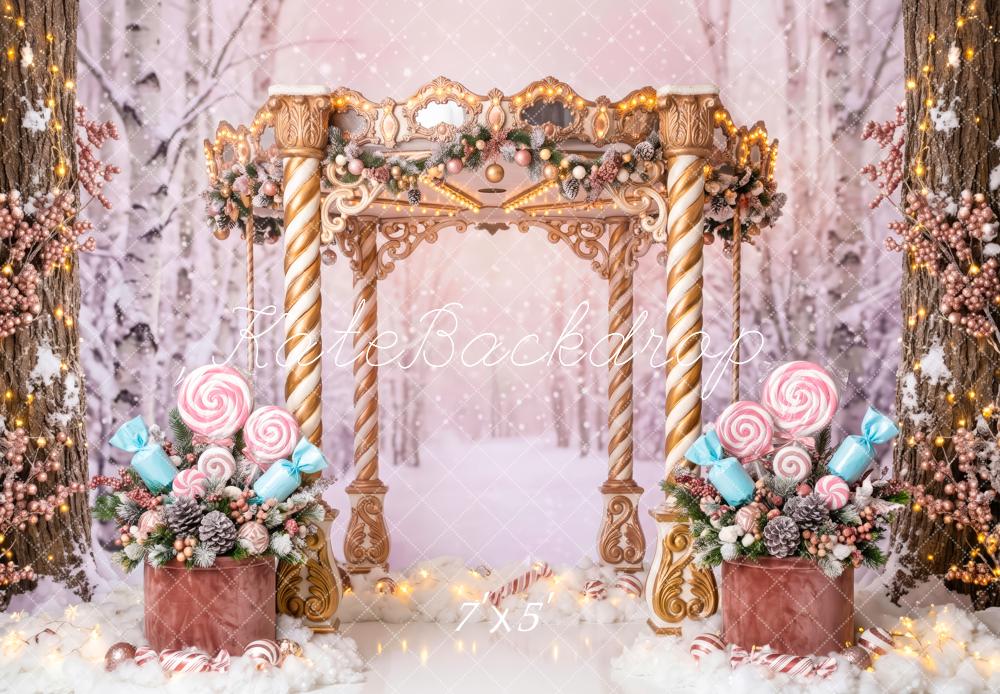 Kate Christmas Gateway Candy Snowy Forest Printed Backdrop Designed by Patty Roberts