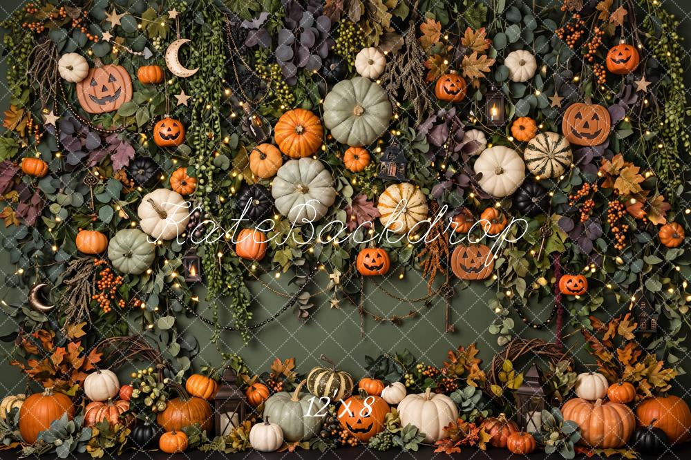 Kate Halloween Pumpkin Foliage Wall Leaves Printed Backdrop Designed by Patty Roberts