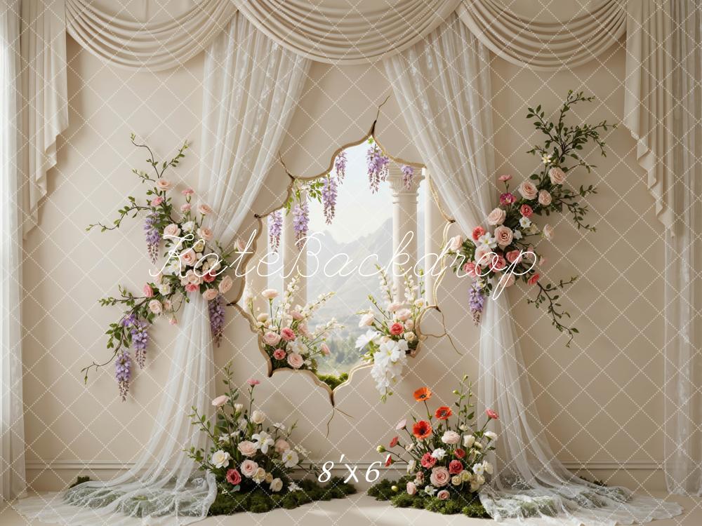 Kate Boho Flower Arch Elegant Drapes Window Backdrop Designed by Mini MakeBelieve