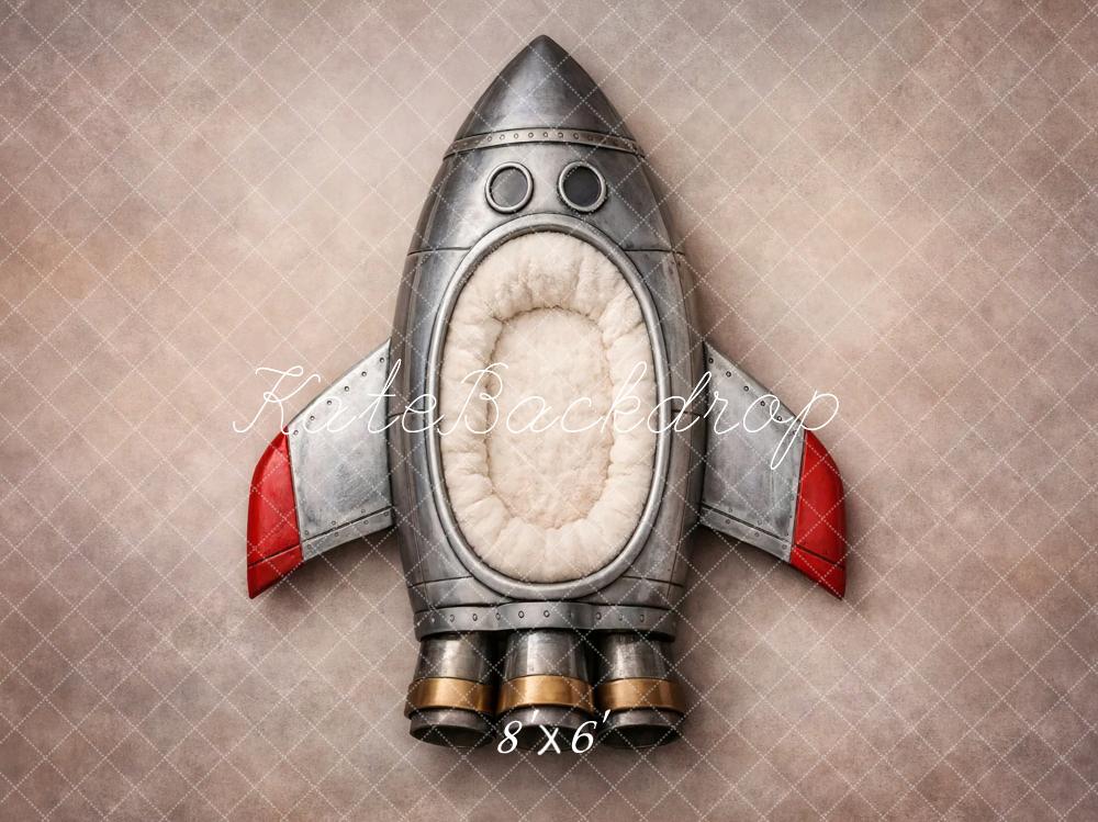 Kate Newborn Rocket Ship Prop Beige Texture Printed Backdrop Designed by Vertigo Productions