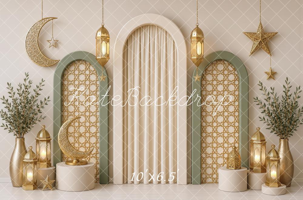 Kate Ramadan Crescent Moon Islamic Muslim Arch Lanterns Printed Backdrop Designed by Ashley Ward