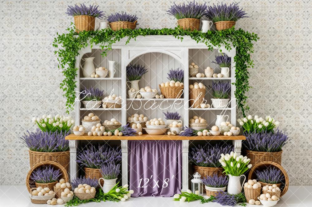 Kate Easter Eggs Lavender Flower Cabinet Backdrop Designed by Patty Roberts