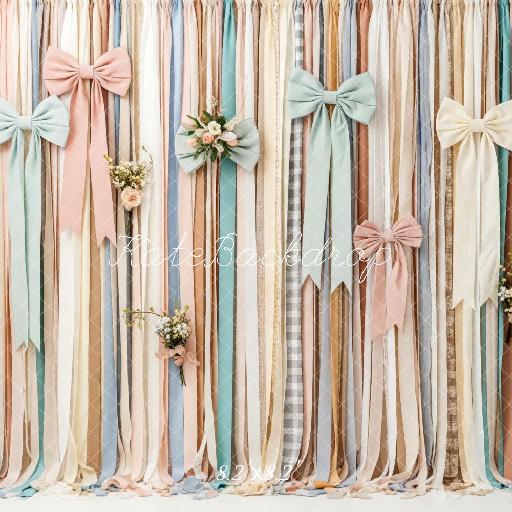 Kate Pastel Ribbon Wall Bows and Flowers Backdrop Designed by Patty Roberts