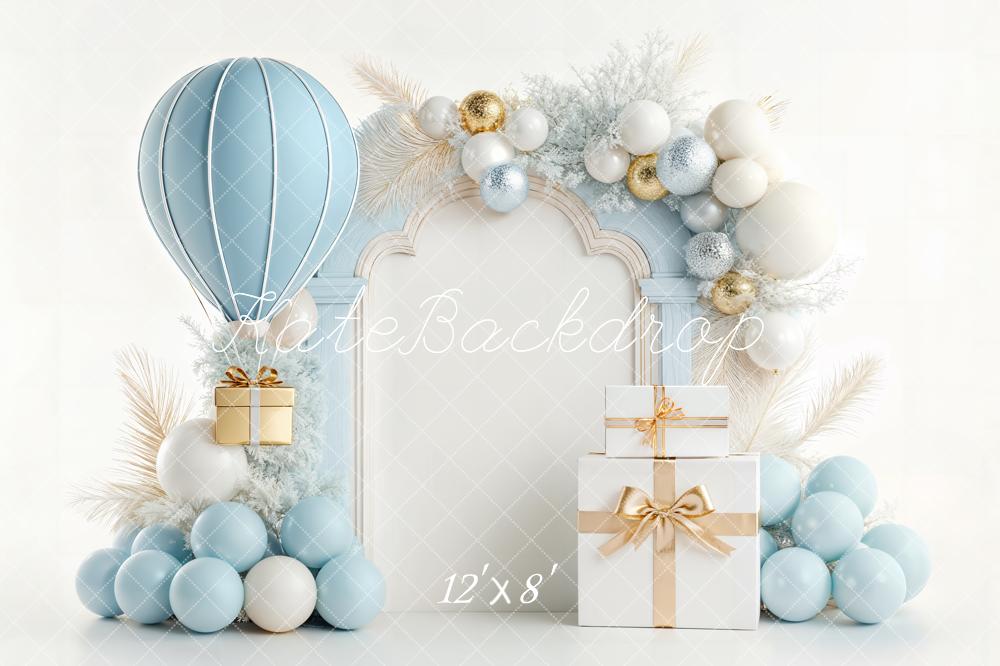 TEST Kate Cake Smash Blue Balloon Gift Arch Present Ornaments Backdrop Designed by Chain Photography