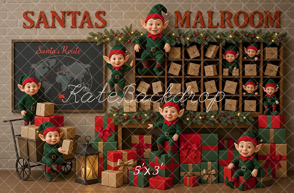 Fondo de Carro de Regalos de la Oficina de Correos de Elfos de Navidad diseñada por Ashley Paul