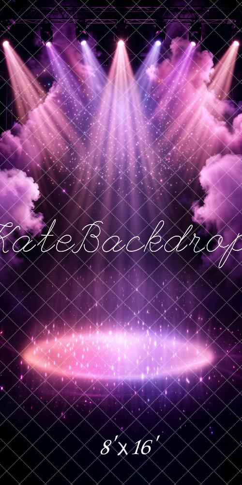 Kate Purple Spotlight Glitter Stage Printed Backdrop Designed by Chain Photography