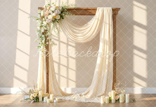 Kate Mother's Day Flower Arch Cream Candles Printed Backdrop Designed by Emetselch