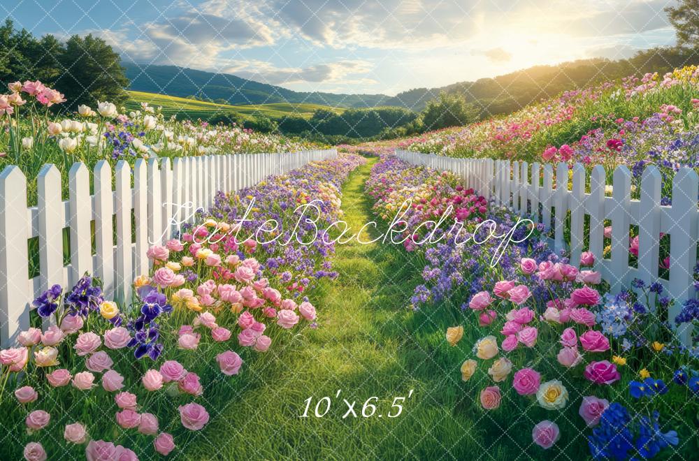 Kate Spring Field Flower Garden Path Backdrop Designed by Mini MakeBelieve