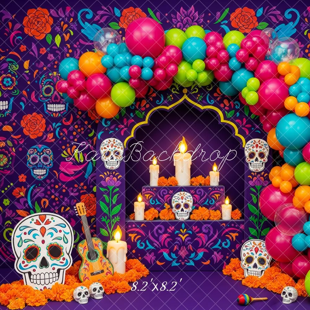 Kate Day Of The Dead Sugar Skulls Candle Balloon Arch Backdrop Designed by Patty Roberts