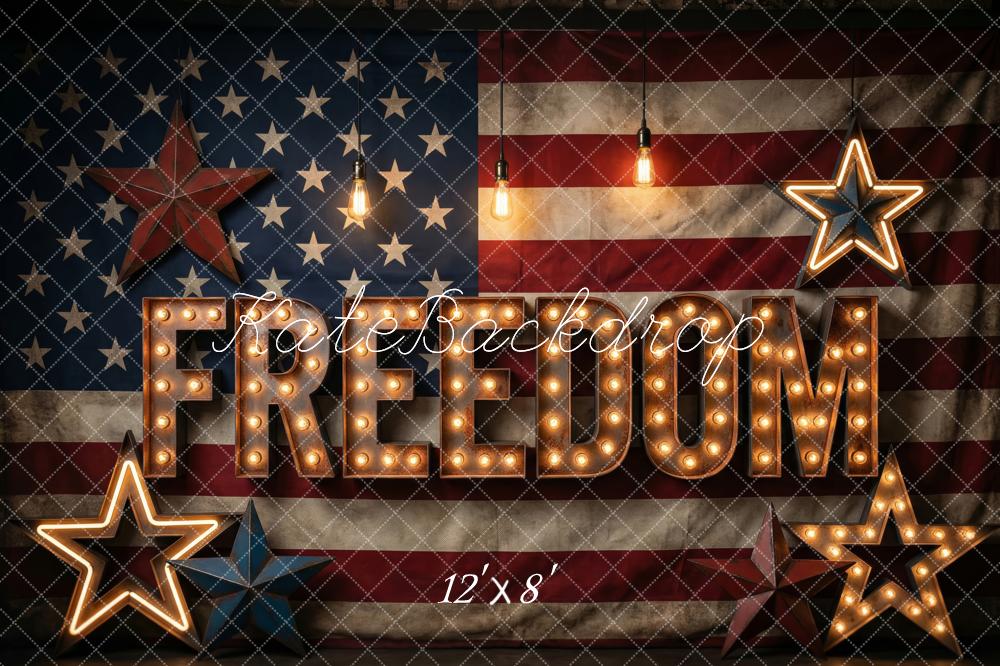 Kate Independence Day Freedom Marquee Stars Hanging Lights Printed Backdrop Designed by Patty Roberts