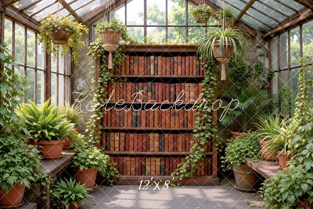 Kate Bookshelf Greenhouse Plants Printed Backdrop Designed by Mini MakeBelieve