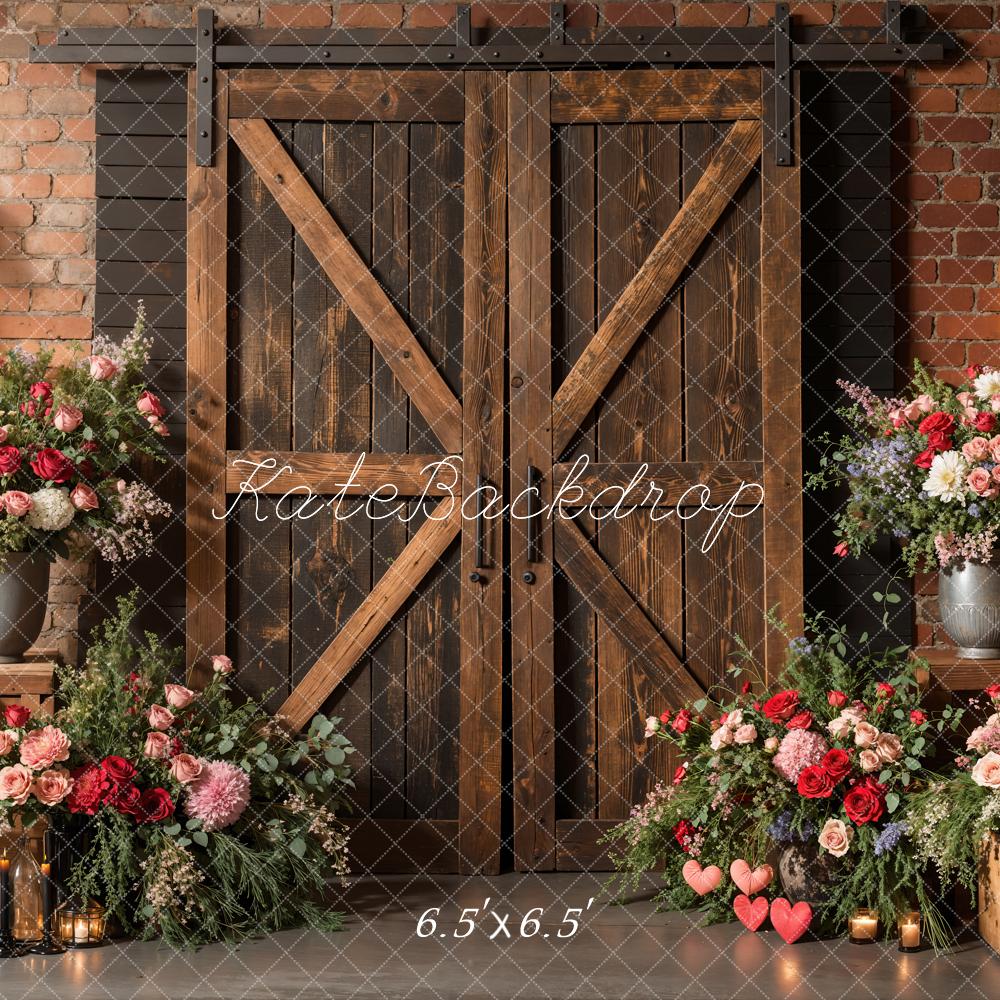 Kate Spring Rustic Barn Door Floral Backdrop Designed by Emetselch