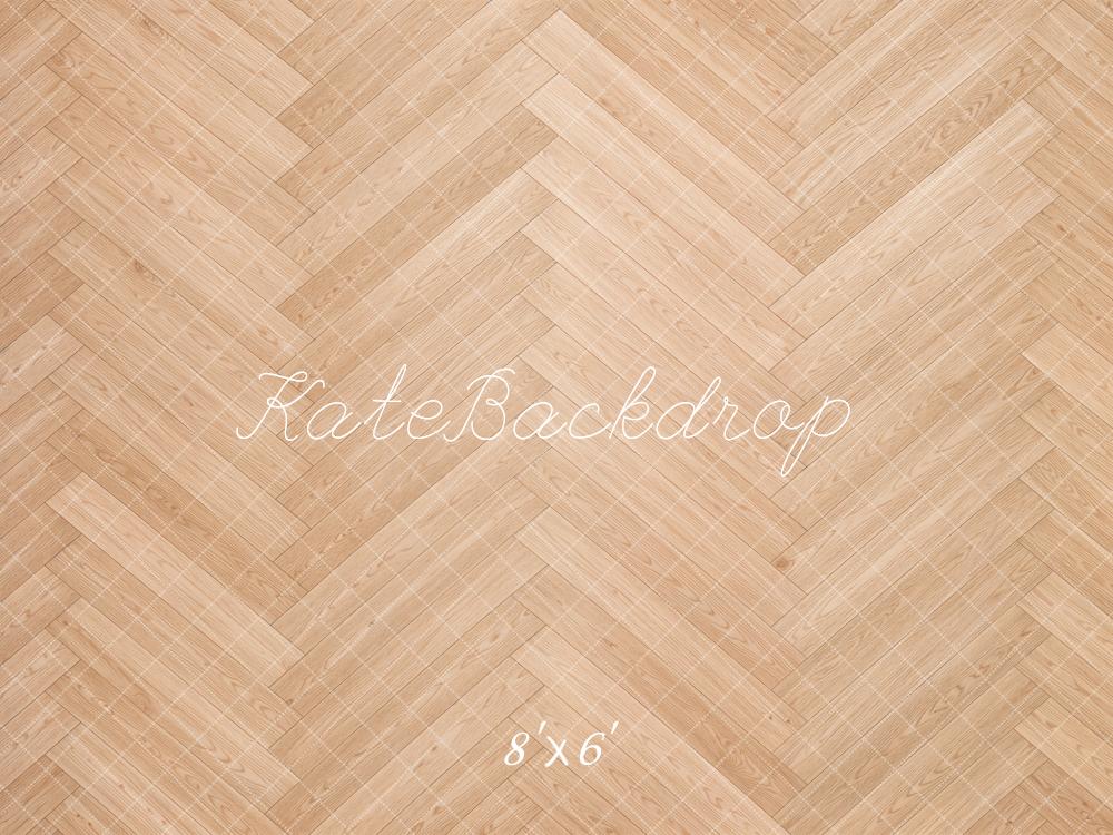 Kate Light Wood Herringbone Floor Printed Backdrop Designed by Emetselch