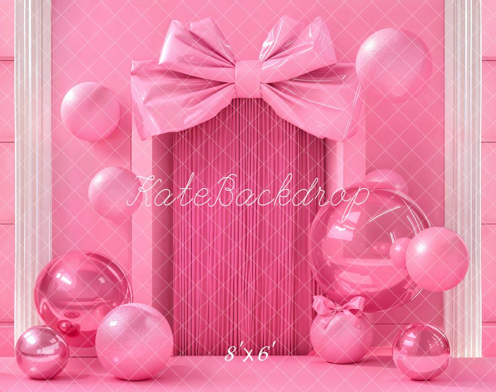 Kate Cake Smash Pink Bow Balloons Gift Boxes Backdrop Designed by Emetselch