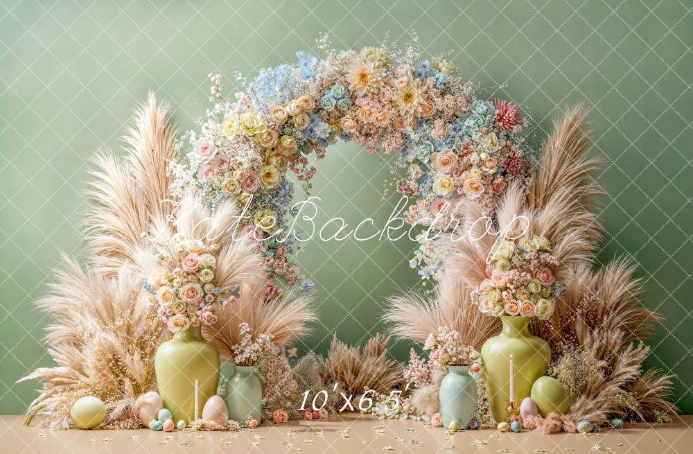 TEST Kate Easter Bunny Flower Arch Pastel Green Backdrop Designed by Emetselch