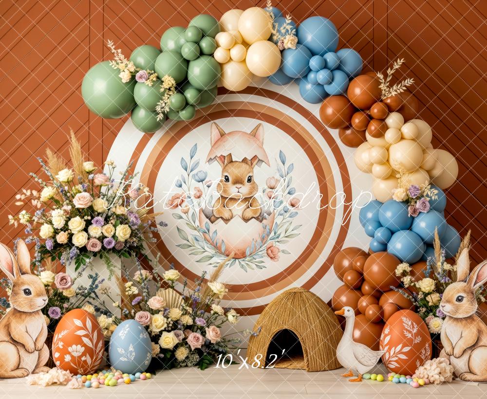Kate Easter Bunny Balloon Arch Eggs Flowers Printed Backdrop Designed by Patty Roberts