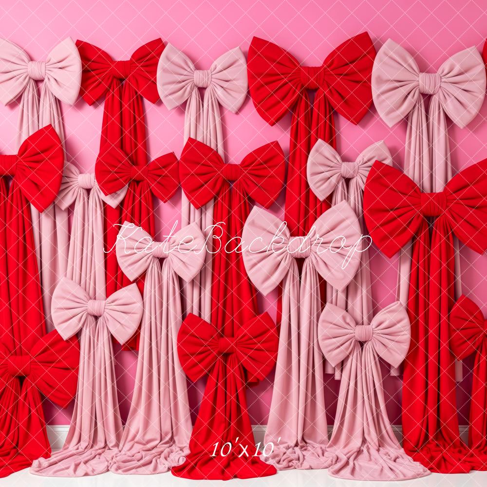 Kate Valentine's Day Pink and Red Bow Drapes Backdrop Designed by Patty Roberts