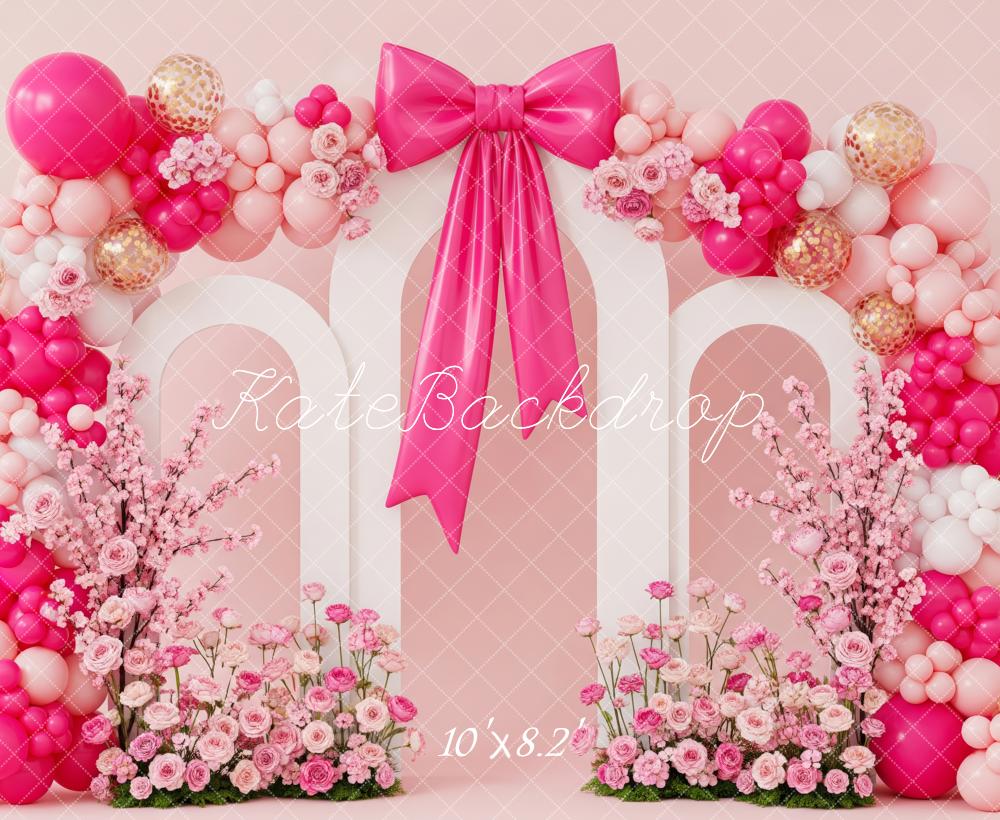 Kate Mother's Day Pink Flower Arch Balloon Bow Backdrop Designed by Patty Roberts