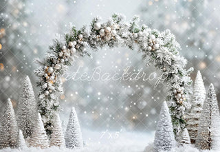 Kate Winter Christmas Snowy Wonderland Arch Printed Backdrop Designed by Emetselch