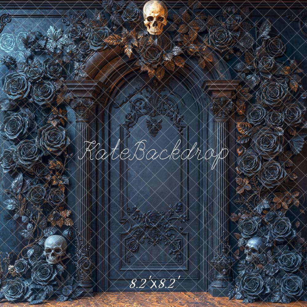 Kate Halloween Skull Rose Arched Wall Dark Backdrop Designed by Emetselch