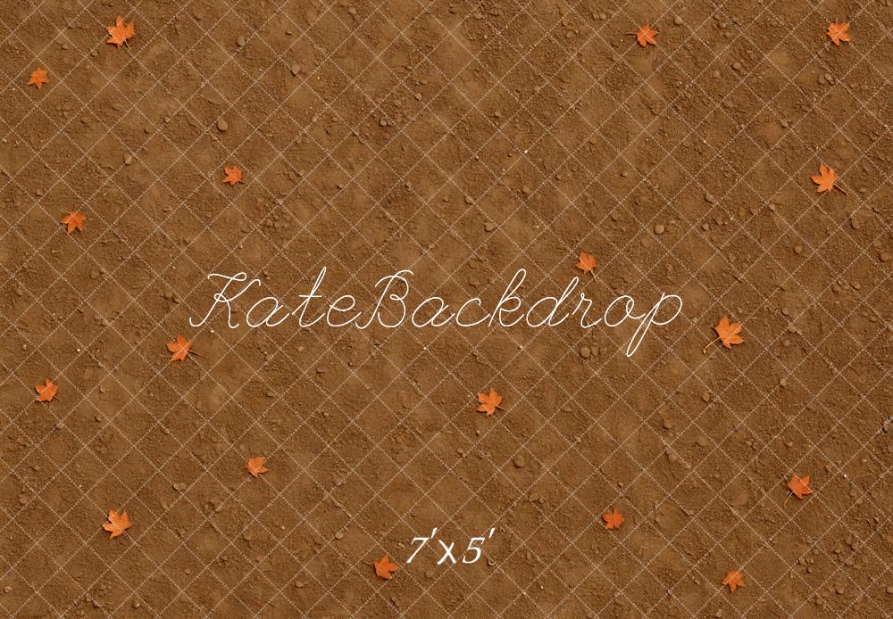 Kate Fall Leaves Brown Dirt Floor Backdrop Designed by Mini MakeBelieve