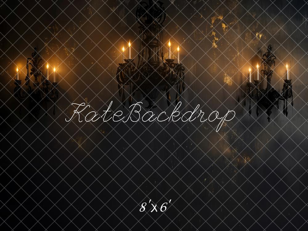 Kate Halloween Dark Chandelier Candlelight Vintage Wall Backdrop Designed by Emetselch
