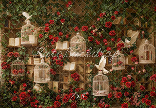 Sfondo Vintage Rose in Gabbia per Uccelli Design di Emetselch