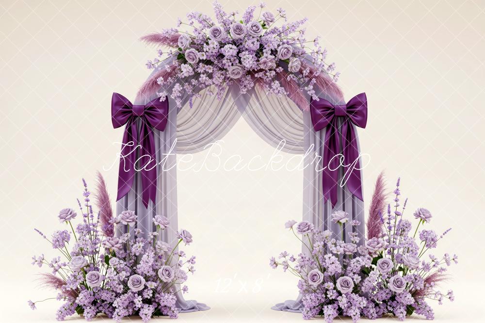 Kate Spring Flower Arch Lavender Roses Purple Bows Backdrop Designed by Patty Roberts