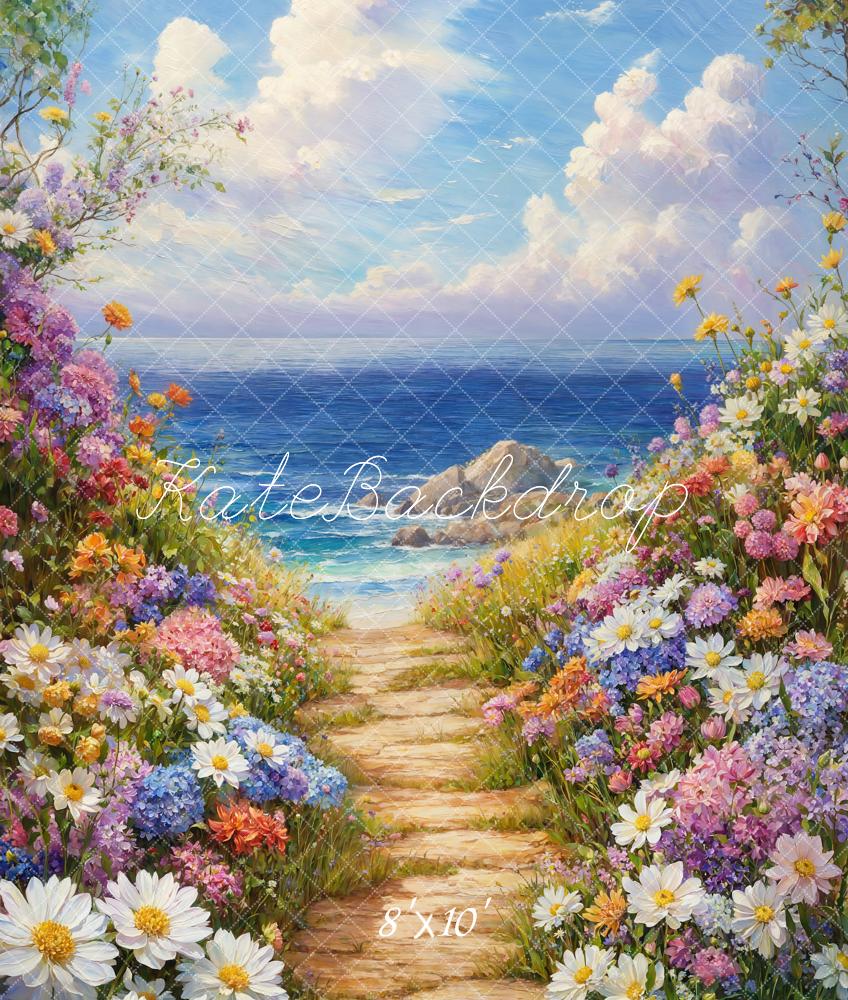 Kate Spring Floral Path Ocean Backdrop Designed by Emetselch