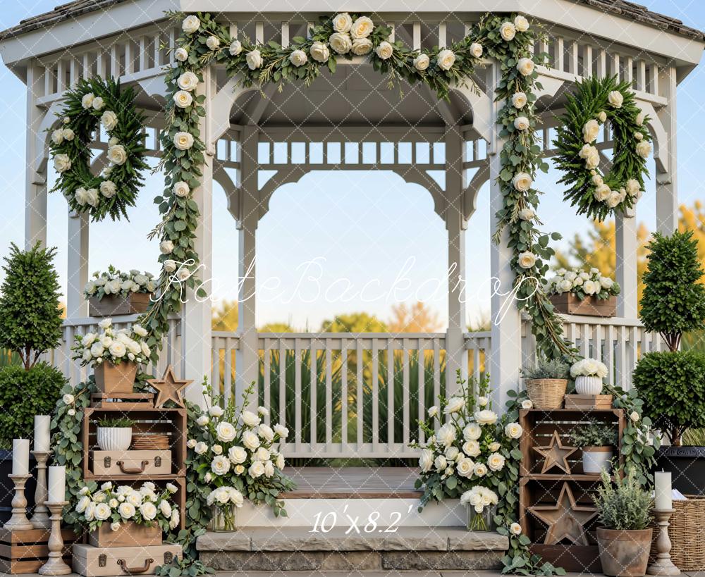 Kate Spring Gazebo White Floral Arch Greenery Candle Decor Backdrop Designed by Mini MakeBelieve