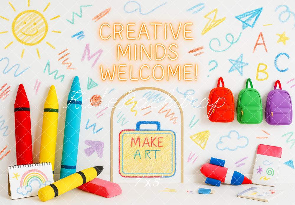 Kate Back to School Art Supplies Colorful Backdrop Designed by Patty Roberts