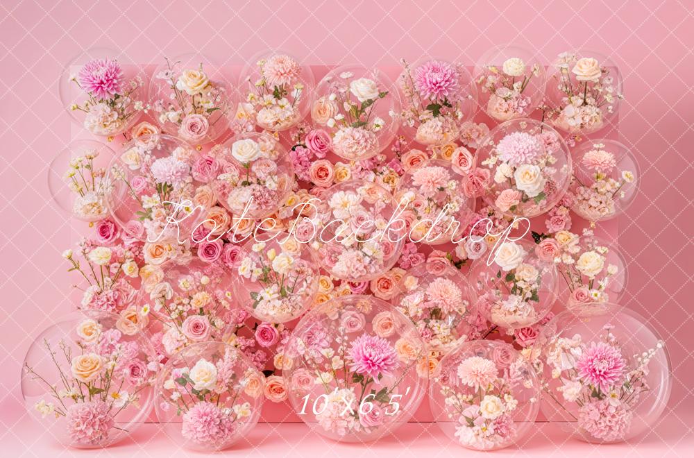 Kate Mother's Day Pink Flower Arch Bubble Wall Printed Backdrop Designed by Patty Roberts