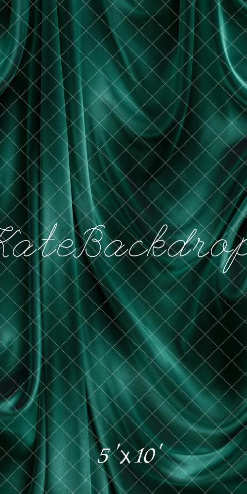 Kate Sweep Emerald Green Draped Fabric Printed Backdrop Designed by Angela Miller