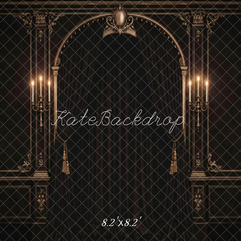 TEST Kate Dark Vintage Arch Candlestick Wall Panel Printed Backdrop Designed by Vertigo Productions