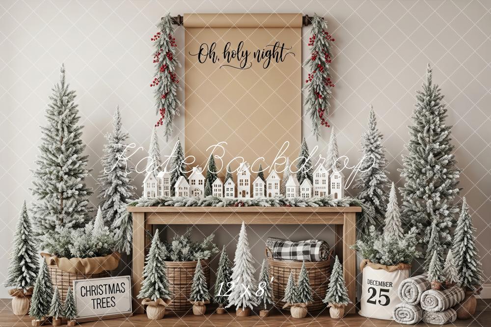 Kate Christmas Snowy Trees Garland Village Table Backdrop Designed by Patty Roberts