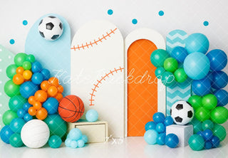 Fondo de globos de arco deportivo de Cake Smash diseñado por Patty Roberts