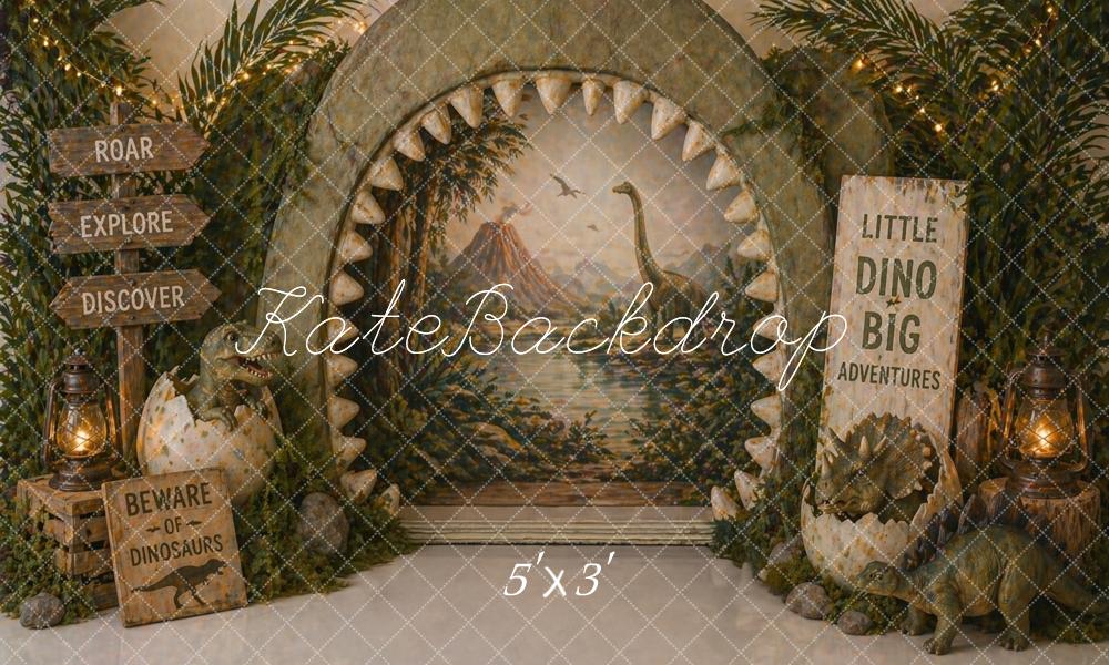 Kate Jungle Adventure Dinosaur Egg Archway Printed Backdrop Designed by Caitlin Lynch