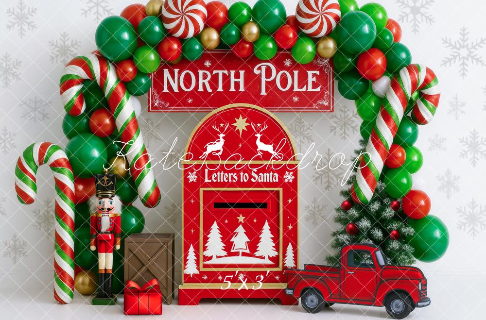Kate Christmas North Pole Mail Truck Balloons Backdrop Designed by Mini MakeBelieve