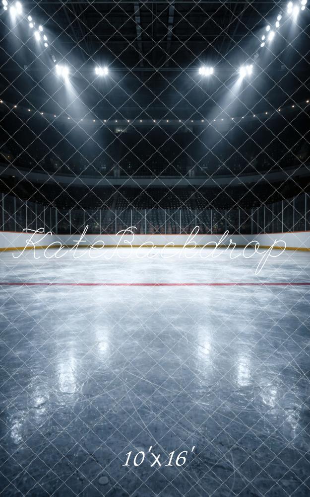 Kate Sweep Sports Ice Hockey Rink Stadium Lights Printed Backdrop Designed by Vertigo Productions