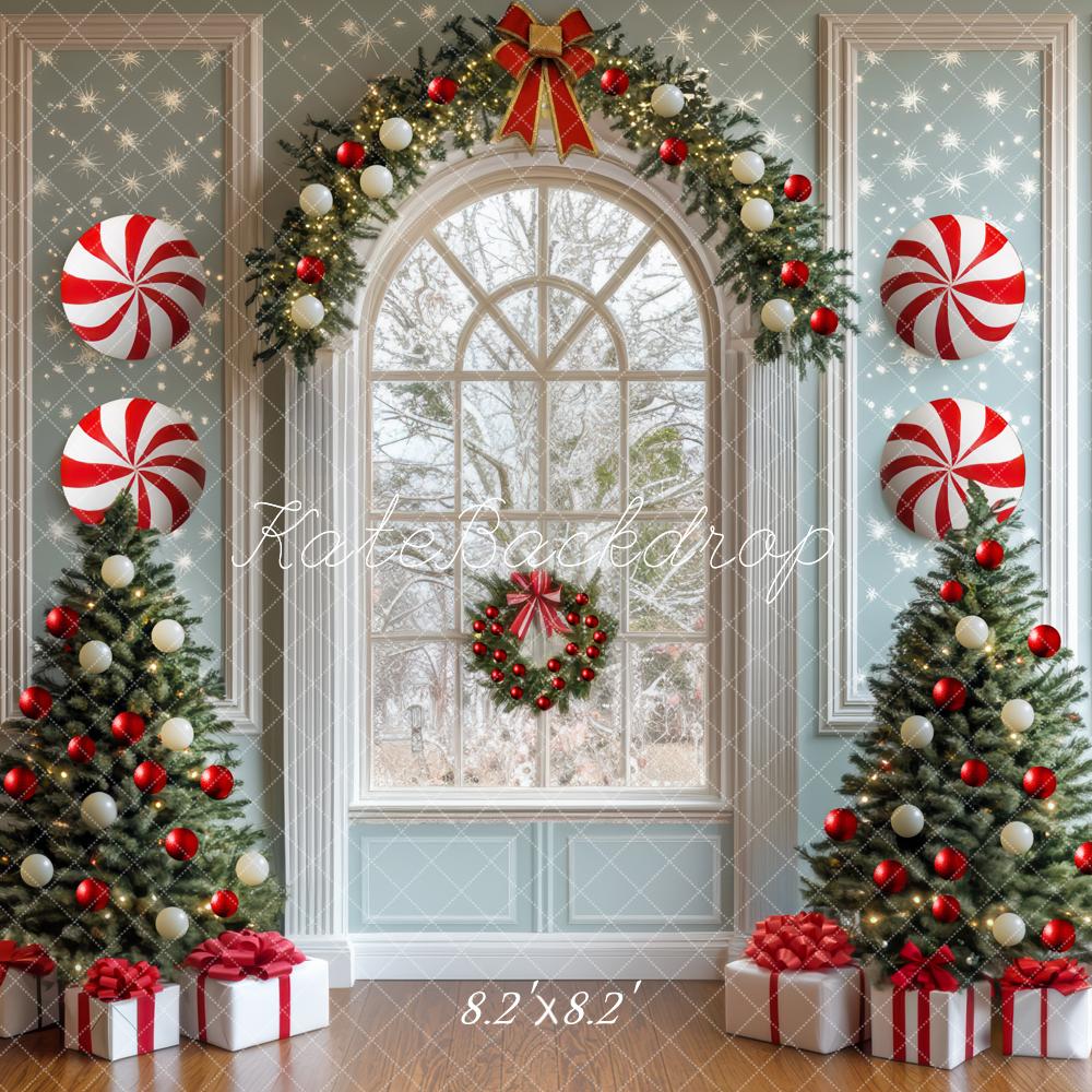 Kate Christmas Tree Peppermint Candy Arched Wall Backdrop Designed by Mini MakeBelieve